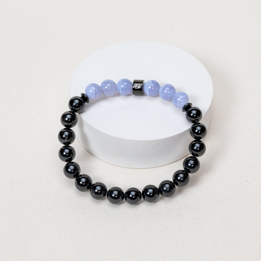 Expo - Bracelet Cancer - Tourmaline, Calcédoine - Noir
