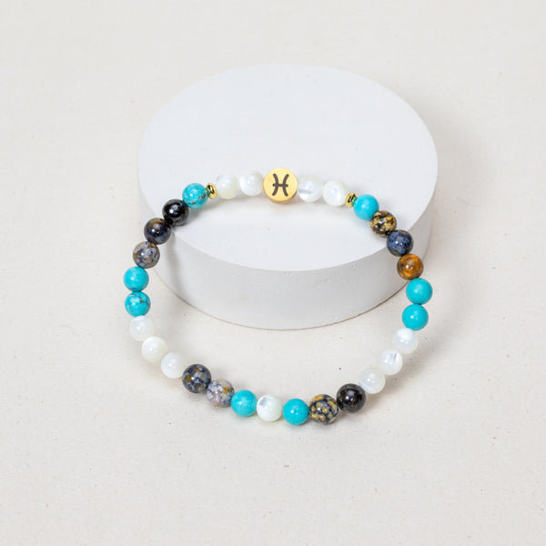 Bracelet Poisson - Jaspe Océan, Nacre, Turquoise - Argenté