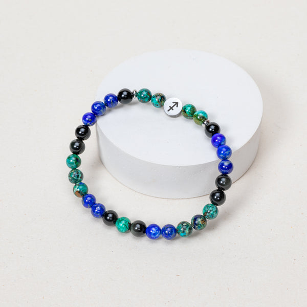 Bracelet Sagittaire - Azurite, Lapis Lazuli, Obsidienne Dorée - Doré