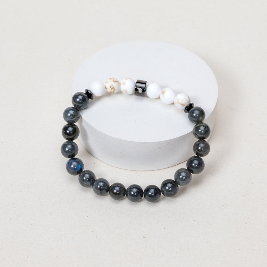 Expo - Bracelet Vierge - Pierre de Lune noire, Magnésite - Noir