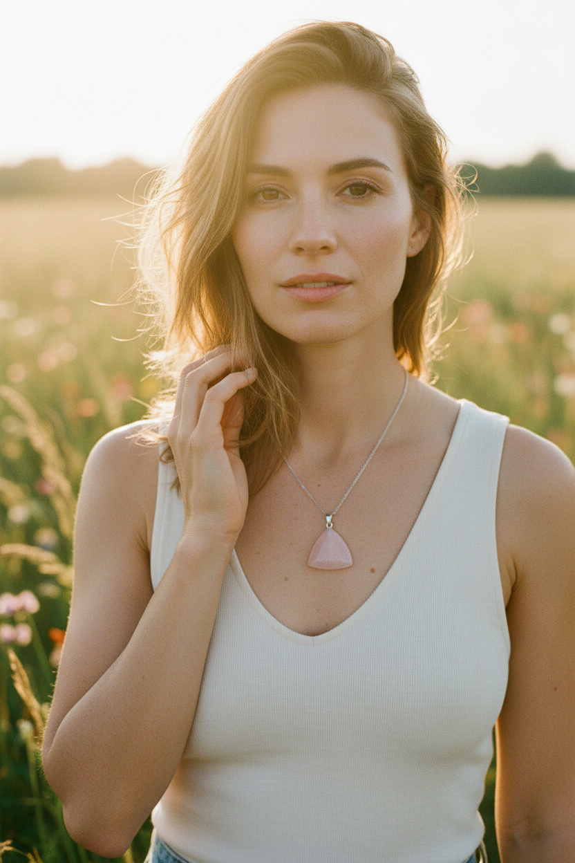 Pendentif Quarky - Quartz rose