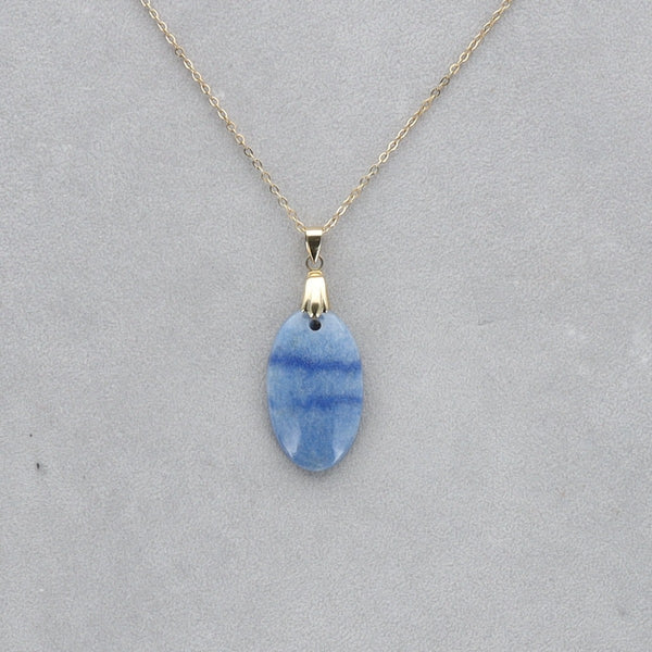Quartz Bleu Cabochon percé 28