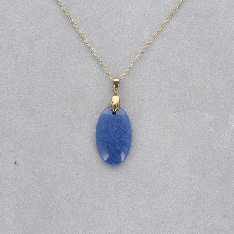 Quartz Bleu Cabochon percé 30