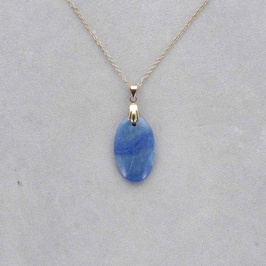 Quartz Bleu Cabochon percé 31