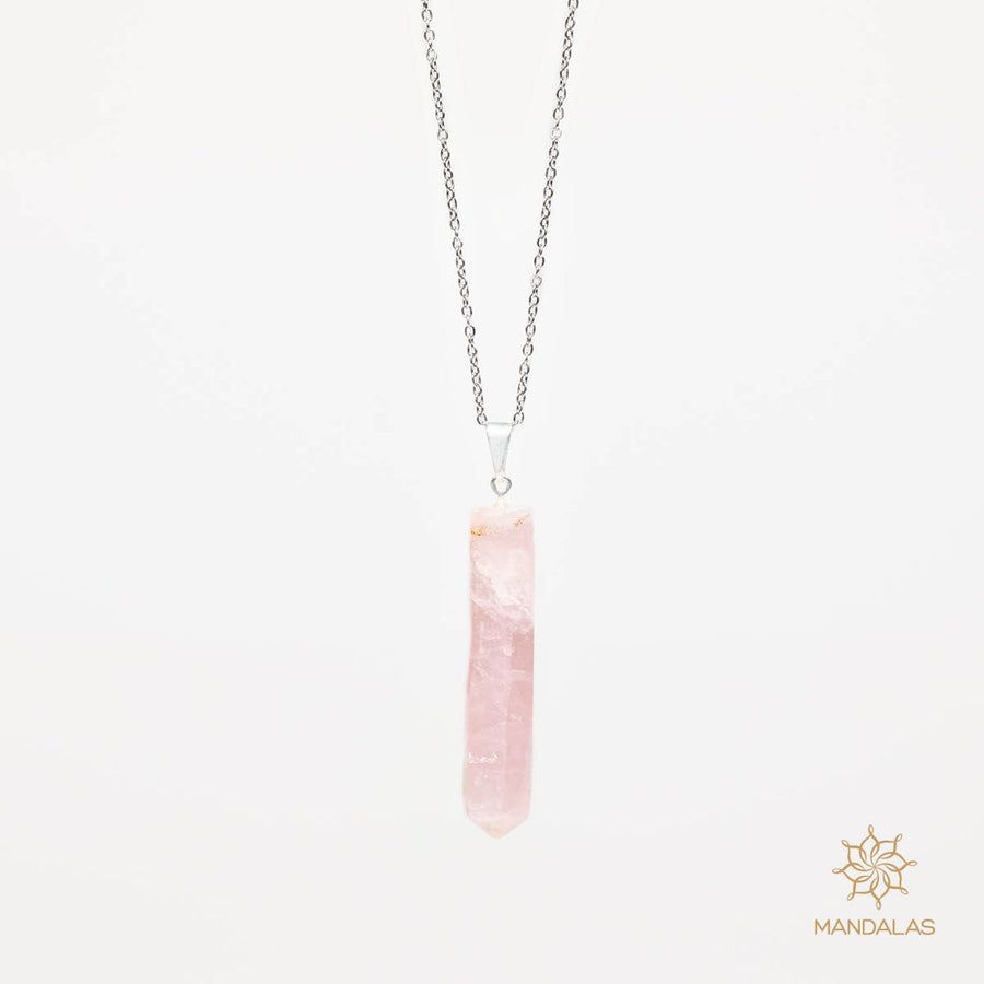 Pendentif pointe Yumi - Quartz rose (DB)