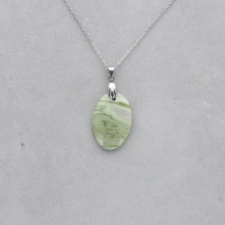 Serpentine Cabochon percé 22