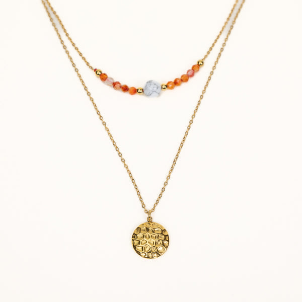 Pendentif Tiwaz - Cornaline, Howlite