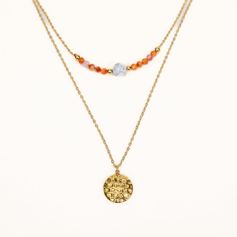 Pendentif Tiwaz - Cornaline, Howlite