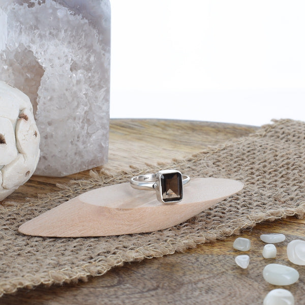 Veda - Bague argent 925 Quartz Fumé