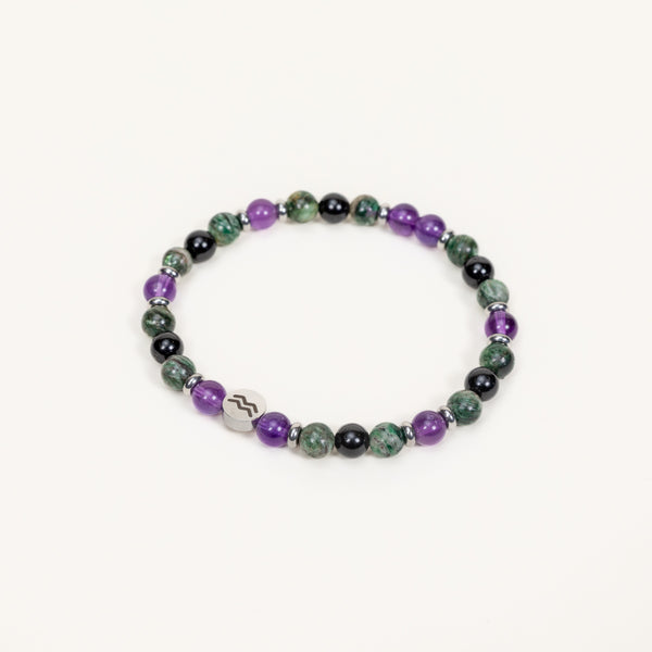 Bracelet Verseau - Améthyste, Tourmaline, Fuschite
